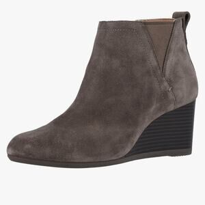 Vionic Paloma suede wedge bootie sz 9 gray beige